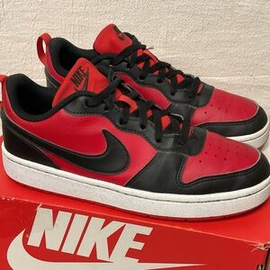 Nike Court Vision Low Sneakers Shoes DV5456 600 Size 6Y Black Red School Shoes